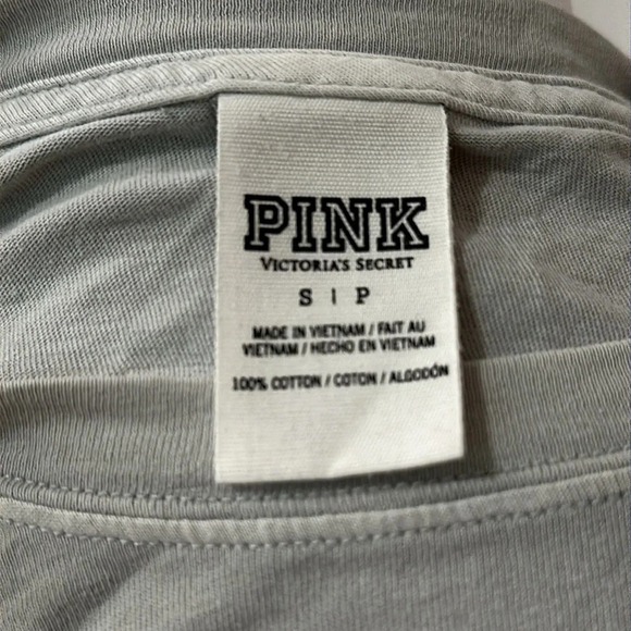 oversized gray & blue Pink Victoria's Secret long sleeve shirt size small - Picture 4 of 4